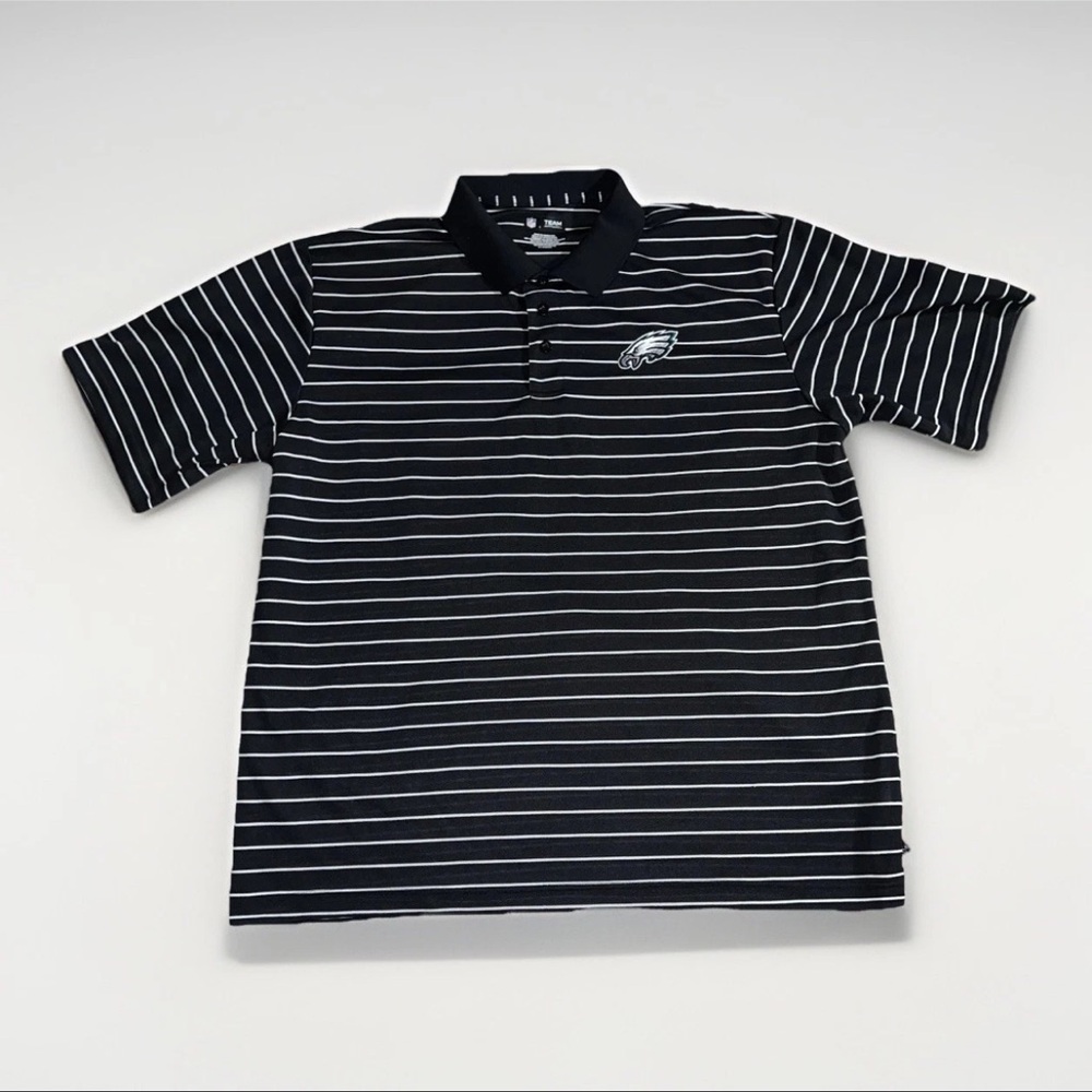 Philadelphia Eagles Shirt Mens Extra Large Black White Striped Polo NFL Team